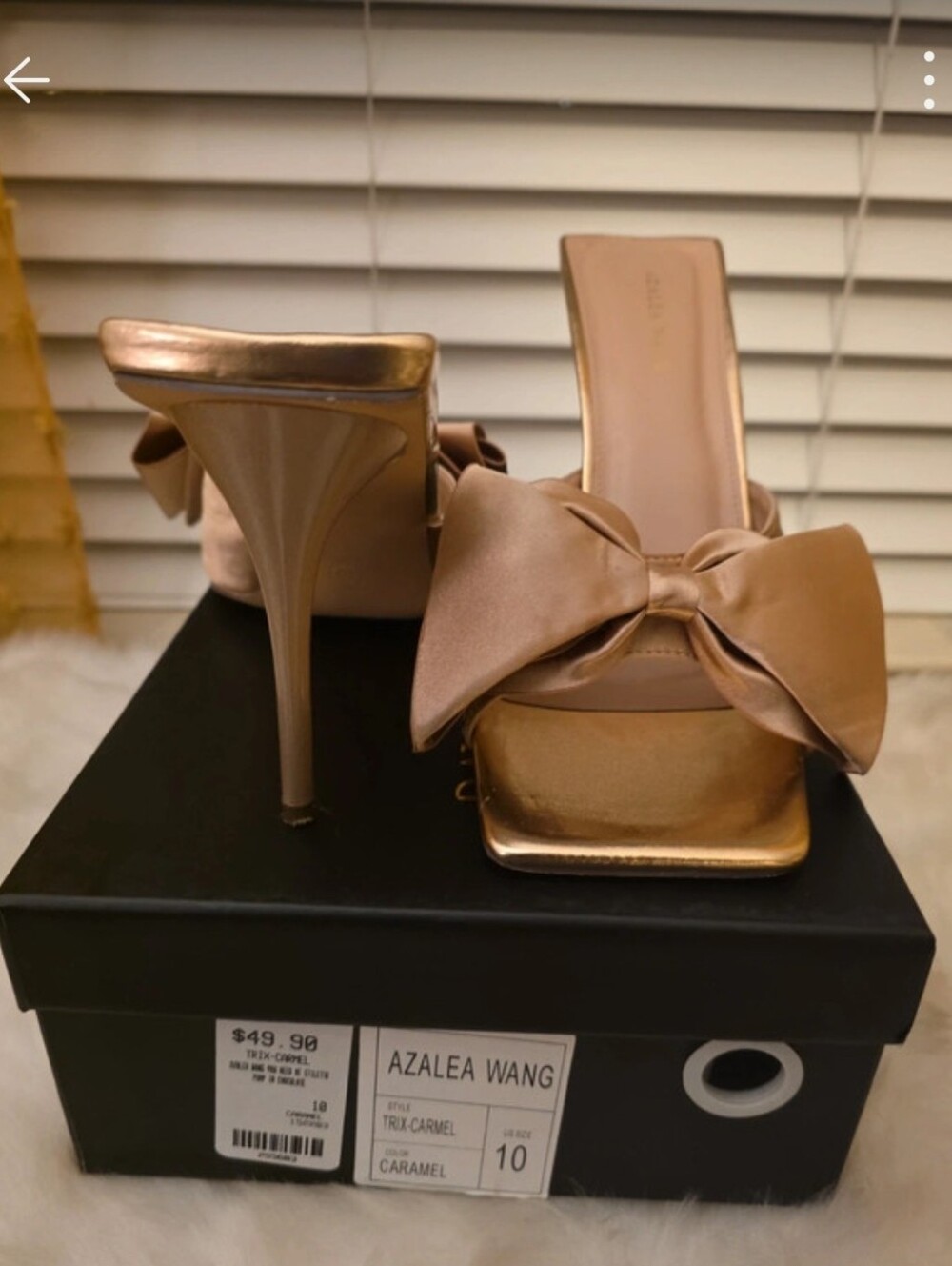 Azalea Wang Caramel Bow Slide Heels Sz 10 - Picture 2 of 6